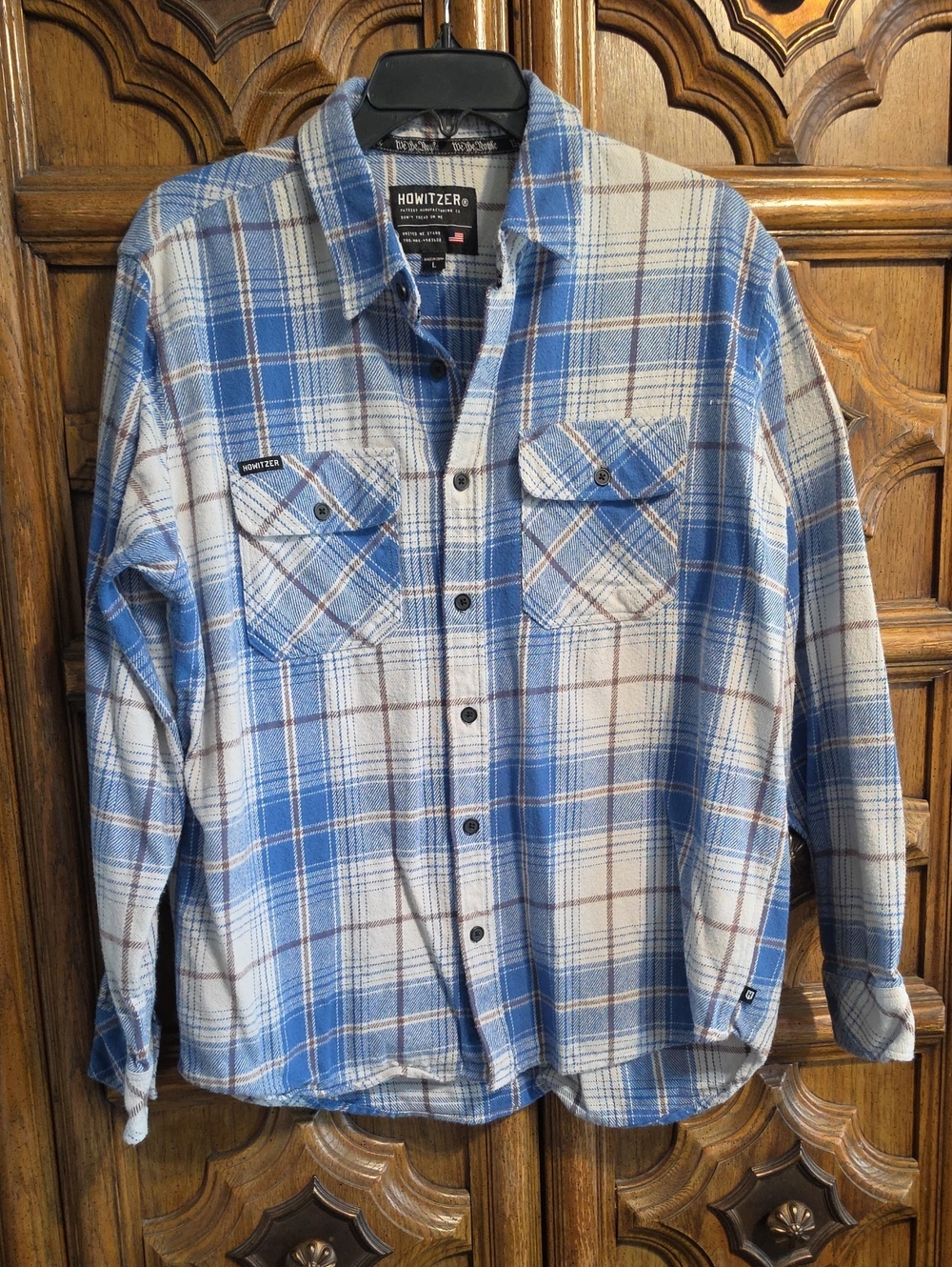 Howitzer Men’s Blue Plaid Button-Down Casual Shirt